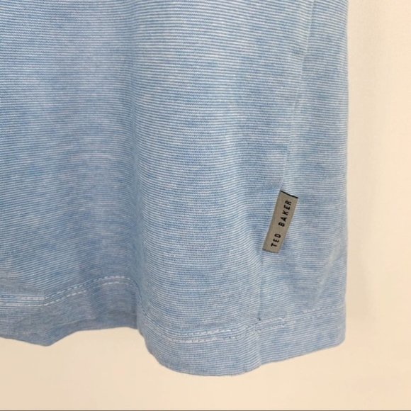 Ted Baker Blue Linen Collar Polo 6 - Picture 6 of 8